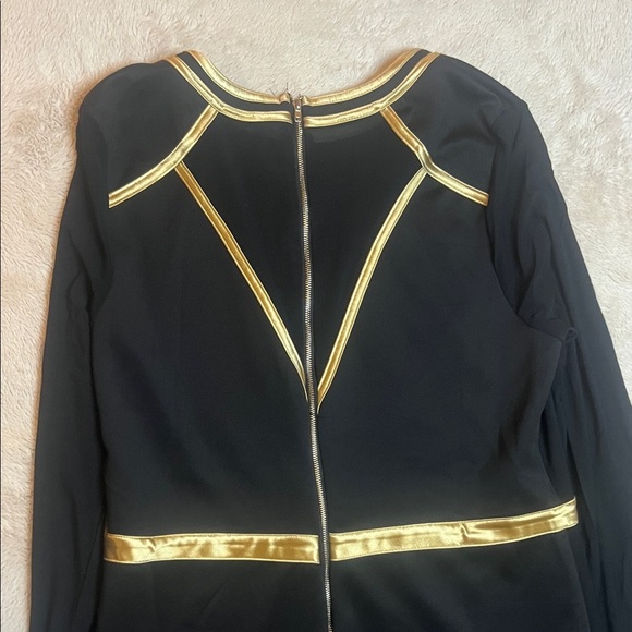 Sexy Black Dress with Sheer & Gold Accents sz 2X with stretch - Picture 13 of 15